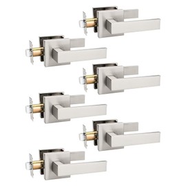 Tinewa 6 Pack Brushed Nickel Passage Door Levers Interior Door Handles, Heavy Duty Closet Hallway Door Handle Sets