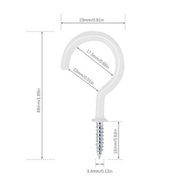 50pcs 1-1/4 Inch Ceiling Hooks for Hanging Plants, Vinyl Coated Screw-in Wall Hooks White Cups Hooks for Indoor & Outdoor Lights