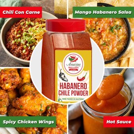 Habanero Pepper Ground 1LB (16oz) - Premium All Natural Chile Powder. No Additives. Hot & Spicy Rich Flavor By Amazing Chiles and Spices.