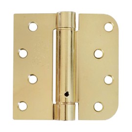 Hinge Outlet Spring Self-Closing Hinges, 4 Inch Square with 5/8 Inch Bright Brass, Adjustable Door Closing, 2 Pack