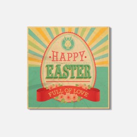 Unbranded Happy Easter 3d Full Of Love Card 4'' X 4'' Square Wooden Coaster