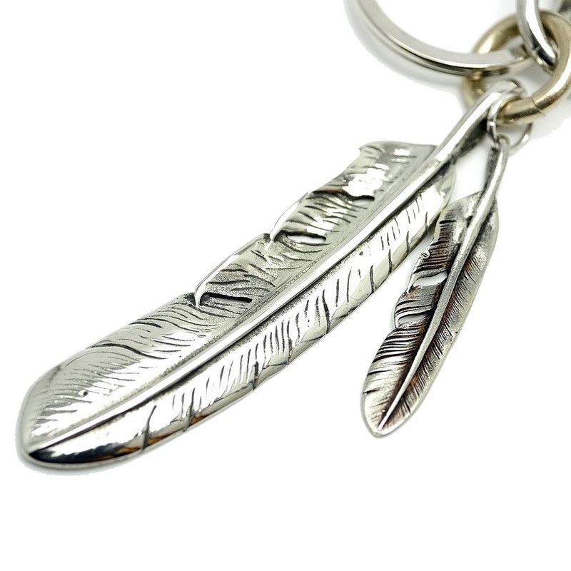 [Silver One] 2 Feather Native Series Keychain Men's Ma [Antique