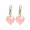 Gempires Natural Pink Love Heart Dangle Earrings Rose Quartz Crystal