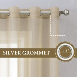 MIULEE Solid Color Sheer Curtains 84 Inches Long 2 Panels Set - Elegant Lightweight Grommet Light Filtering Window Voile Panels/Drapes/Treatment for Bedroom Living Room W42 x L84 Inch, Beige