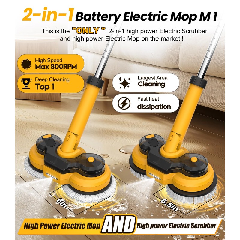 Qimedo Electric Mop M1 Pads,Replacement Pad for Electric Spin Mop,Cordless