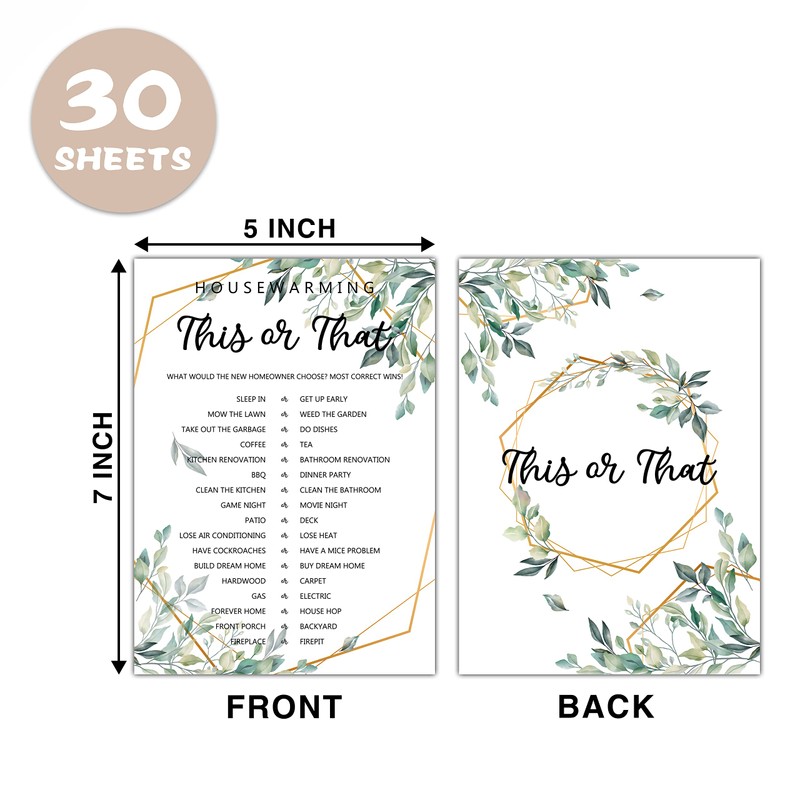 Housewarming Party Games, This or That, Greenery New Home, New