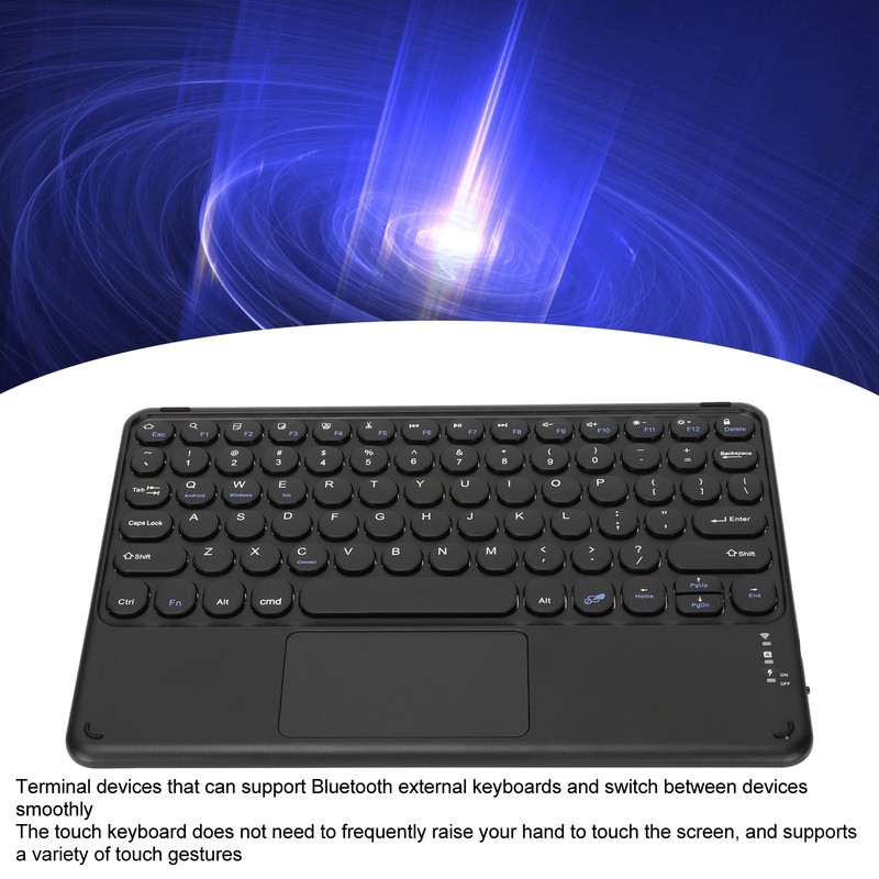 10in Wireless Bluetooth Touchpad Keyboard Retro Round Keycap Ergonomic Magnetic