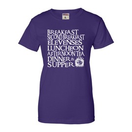 Go All Out Medium Purple Womens The Seven Daily Hobbit Meals T-Shirt