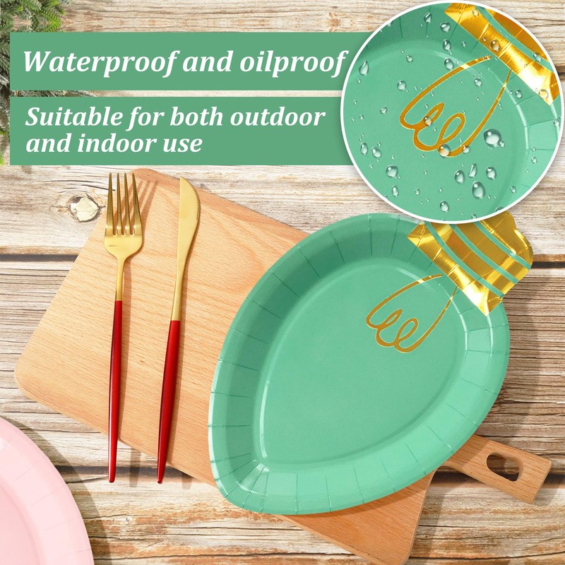 40 Pcs Christmas Paper Plate Disposable Plates Boho Gold Foil