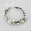 PoshMyra Greenery Flower Crown for Girls White Floral Holo Hair