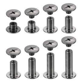 sourcing map 110 Sets Chicago Screw Rivets Metal Phillips Head Binding Screws Post Nail Rivet Stud Screw for DIY Leather Belt Bag Craft Bookbinding, 8 Sizes, Gunmetal