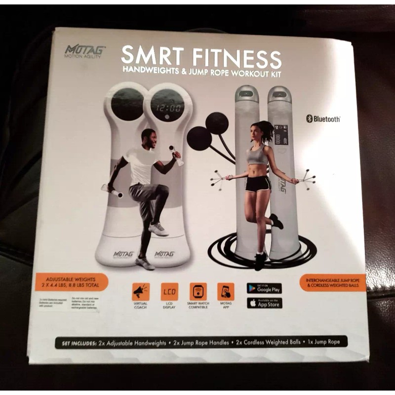 MOTAG- Bluetooth Smart Fitness, Jump Rope and HandWeights Set with
