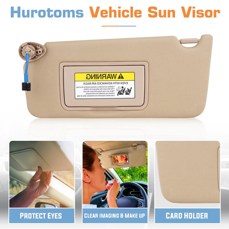 Hurotoms Sun Visor for 2008-2017 Honda Accord, Right Passenger Side