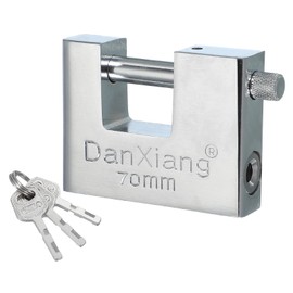 PATIKIL D-Shaped Padlocks 70mm(2-3/4"), Stainless Steel High Security Padlock with Keys Heavy Lock Keyed Different for Containers Warehouse Garage Door Shed Shutter Gate