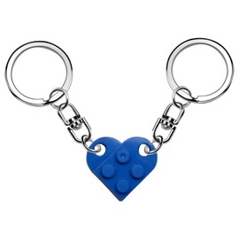 2pcs Brick Matching Heart Keychain Set Best Friend Keychain for Friendship Boyfriend Girlfriend BFF Heart Key Ring Set Couples Matching Stuff Gifts for Valentines Birthday Anniversaries（Dark Blue）
