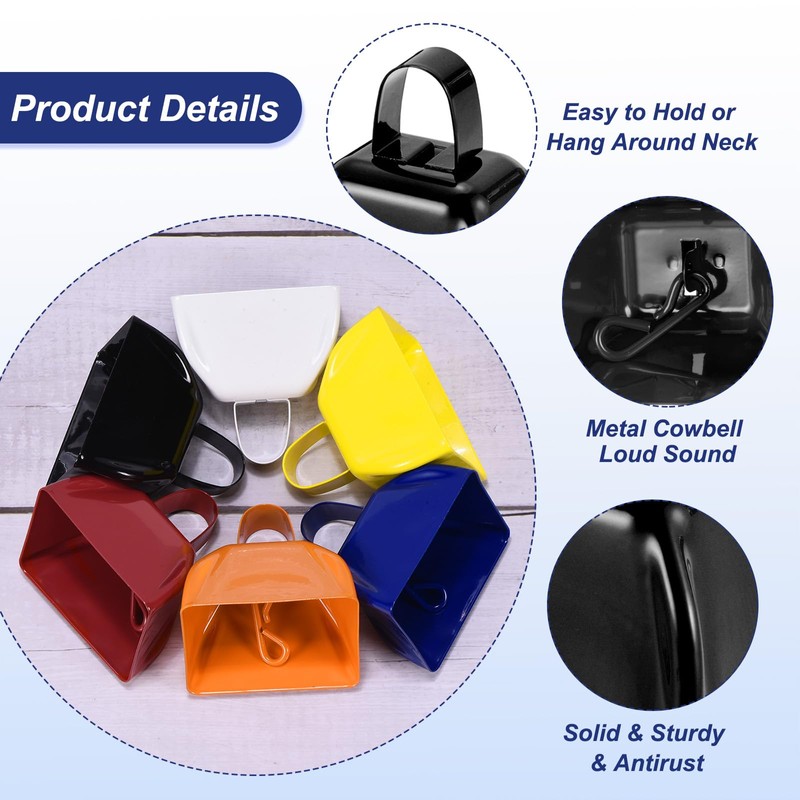 PATIKIL Soccer Game 6 Pcs Cowbells for Sporting Events 3"