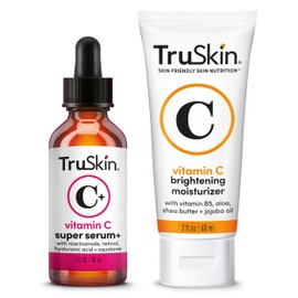 TruSkin Súper Sérum Facial Con Vitamina C Y Super Sérum Facial(30 Ml)Y Crema Hidratante Iluminadora Con Vitamina C(60 Ml) Set De Regalo Antiedad Para 