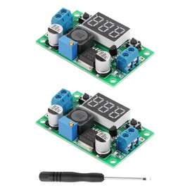 RIIEYOCA LM2596 DC-DC Step-Down Module, Adjustable Voltage Regulator 4V-40V to 1.25-37V up to 2A, DC Step-Down Converter Power Supply with LED Voltmeter Display (Pack of 2)
