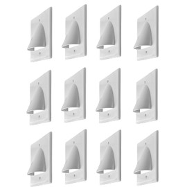 BestMounts - Outer Nose Behind Wall Cable Management TV Cord Hider for Wall Mounted TV - Single Gang Low Voltage Recessed Wall Plates Cable Pass Through for Wires, HDTV, HDMI (12 Pack, White)
