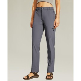 Haimont Women's Casual Cargo Pants Durable Lightweight Breathable Travel Hiking Pants with Pockets, Water Resistant & Moisture Wicking, Grey, M