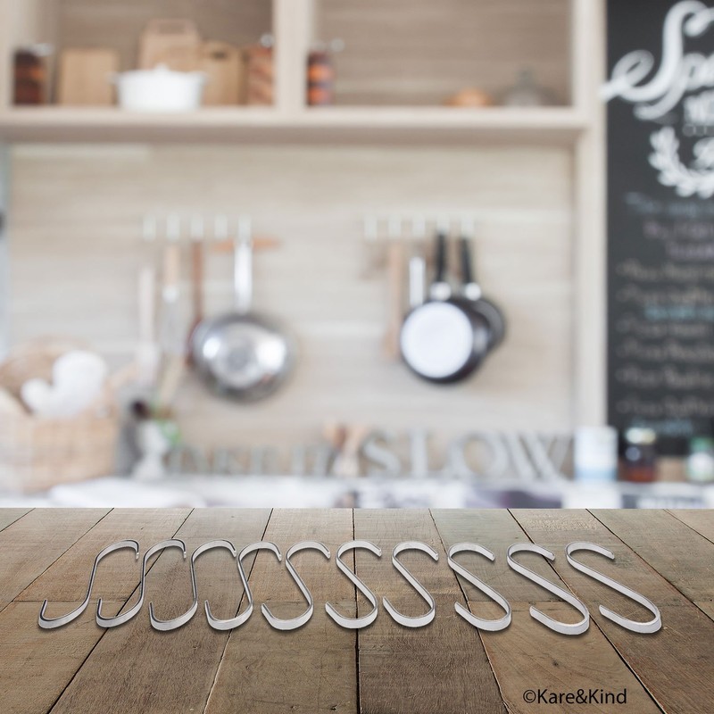 Flat S-Shaped Hanging Hooks - for Kitchen Utensils, Garage or