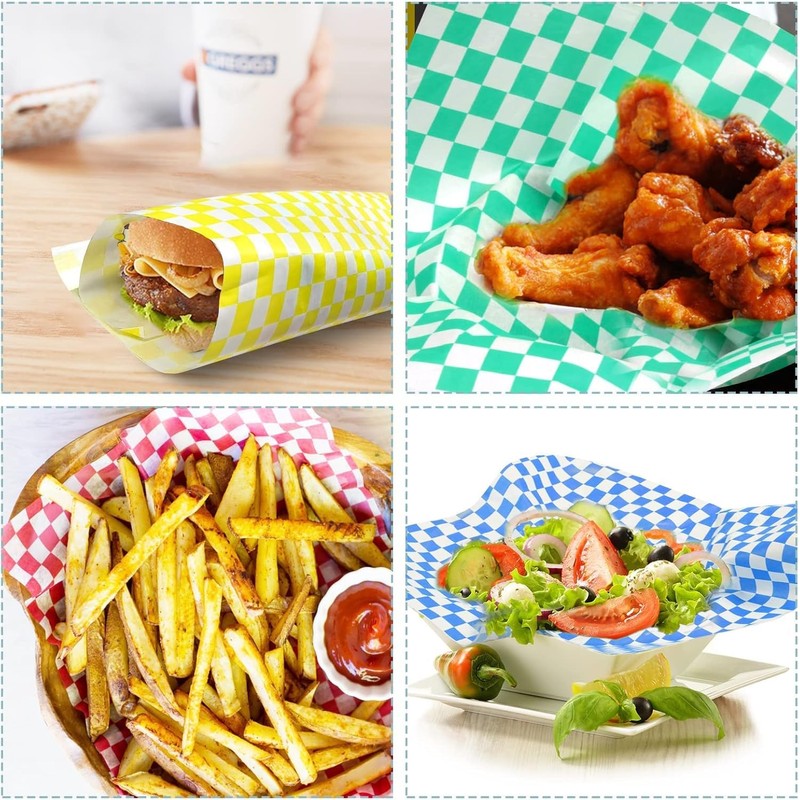 120 Sheets Variety Pack Checkered Dry Waxed Deli Paper 12x12