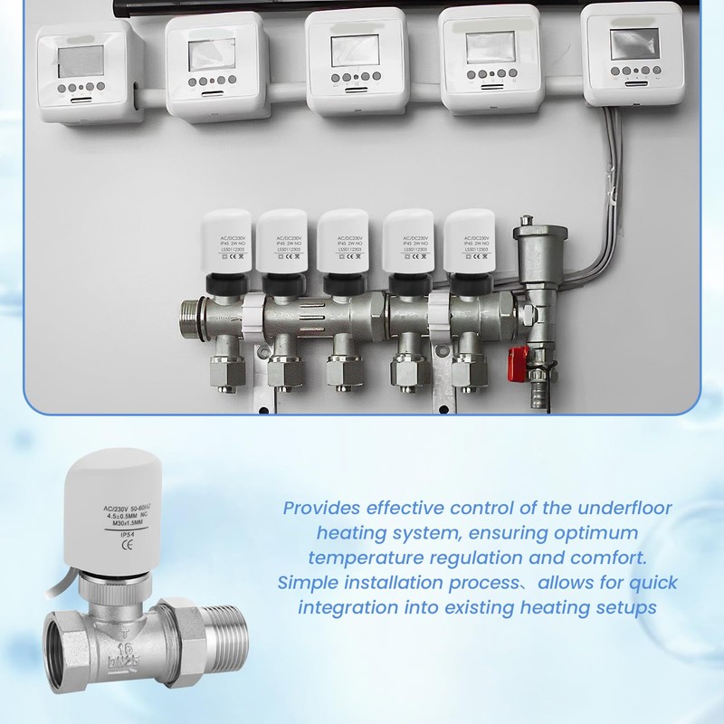 Underfloor Heating Actuator 230V with VA10 Adapter, AC230V Normally Closed