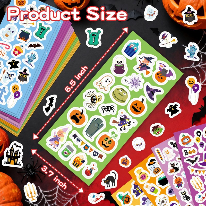 24 Sheets Halloween Stickers, 500+ Stickers Variety Pack