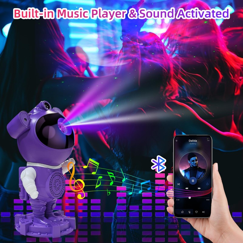 Star Projector Astronaut Galax Projector-Bluetooth Music- White Noise for Sleep-Star
