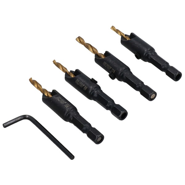 4pc Titanium Coated Countersink HSS – G Drill Bit Set