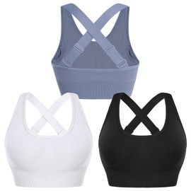 Sykooria Padded Sport Bras for Women Full Coverage Underwire Bras Gym Workout Fitness Clothes for Yoga Running