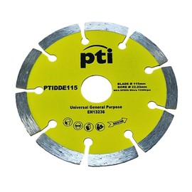PTI Angle Grinder Discs - 115mm Diamond Metal Cutting Disc, Concrete, Stone, Wood, Tile & Brick Segmented Oscillating 4.5”, Bore:22.23mm