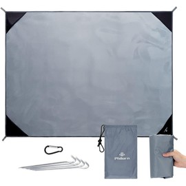 Philorn Large Waterproof Picnic Blanket and Beach Blanket Camping Blanket Beach Mat 200 x 200 cm with 4 Aluminium Pegs Foldable Lightweight and Sand-Free for Outdoor Hiking Grassland On the Go Grey