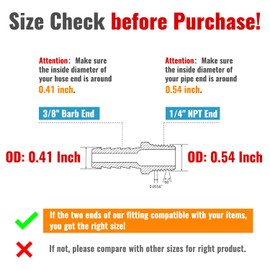 SUNGATOR 6-Pack Hose Barb Fittings 3/8 Inch Barb × 1/4 Inch NPT, Brass Air Hose Fittings, 3/8" to 1/4" NPT Male Pipe Air Line Repair Adapter