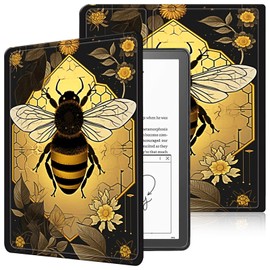 Case for Kindle Scribe 10.2 Inch 2024 & 2022 Released,Slim PU Leather Smart E-Reader Cases Covers with Auto Wake/Sleep for 10.2" Kindle Scribe 2024 e-Reader,Bee Flowers