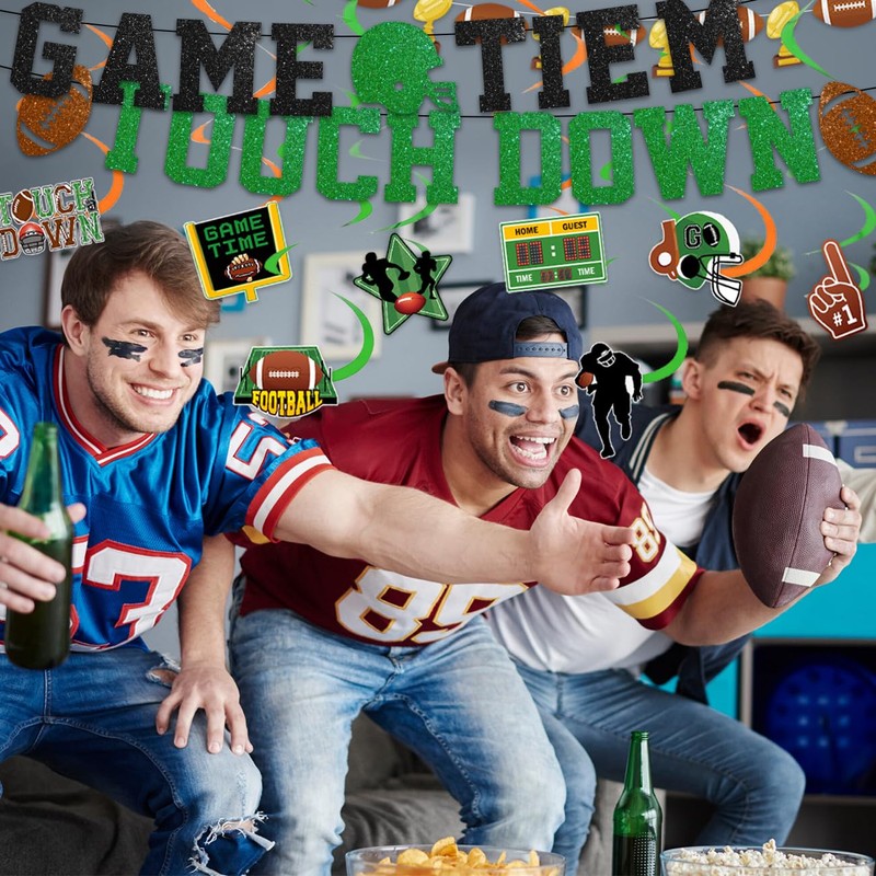 37Pcs Football Party Decorations Football Hanging Swirl Decor for Football