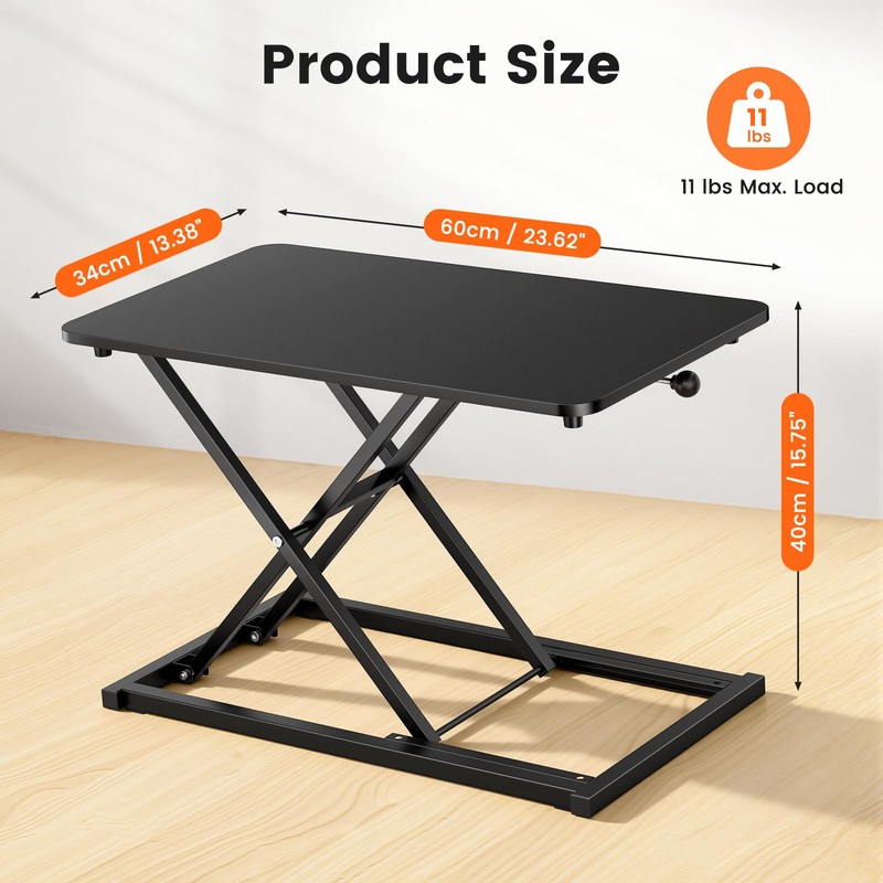 Standing Desk Converter Adjustable Height, 23.6" x 13.4" Keyboard Riser