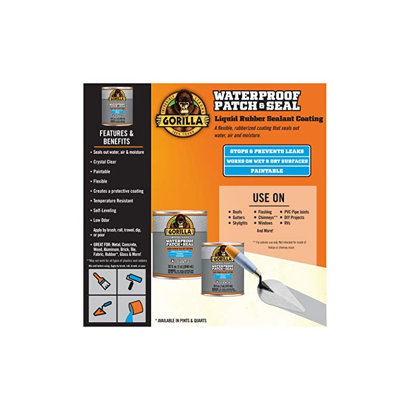 Gorilla Waterproof Sealant - 32 Ounce Liquid Rubber Sealant