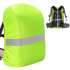 PINEPAN Waterproof Backpack Rain Cover Reflector Backpack Cover with Reflective Strips for Hiking, Camping, Travel, Cycling 15-50L, neon green