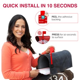 Easiest No Tools Needed Sturdy Mailbox Flag Replacement, Mail Flag, Sticks to Most Surfaces, Heavy Duty for Any Weather, No Tools Required, Easy Assembly, Universal Mailbox Flag Replacement Kit