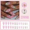 24Pcs Flower Press on Nails Medium Almond Fake Nails 3D
