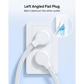 TROND Cable de extensión Plano Corto de 1.5 pies, Tira de alimentación de Enchufe Plano en ángulo Izquierdo, extensión de Cable de alimentación de 16 AWG, 3 Clavijas con 3 Salidas múltiples