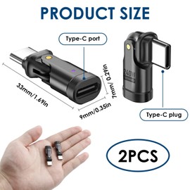 MSMXCS 2PCS 240W USB C Magnetic Adapter 180°USB C Rotation Magnetic Adapter Supports PD 48V/5A Quick Charge Type C and Data Transfer for Phone 16/15/ Mac-Book Pro Series Laptops Type C Devices