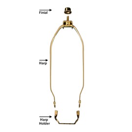 Royal Designs, Inc. HA-1001-8BR-1 Heavy Duty Lamp Harp Finial And Lamp Harp Holder Set, 8", Polished Brass