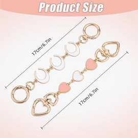 HIDOSNG 2pcs Purse Extender Chain, Exquisite Heart Pattern Bag Extender Chain Metal Purse Strap Extender Purse Chain Strap for Coach