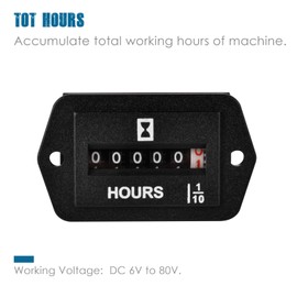 HonorMeet Analog Operating Hour Counter, DC 6V to 80V, Total Hours for Maintenance, Data Storage for Lawn Mower Generator Tractor, Motorhome, Motorhome, Air Compressor.(Diamond-DC)