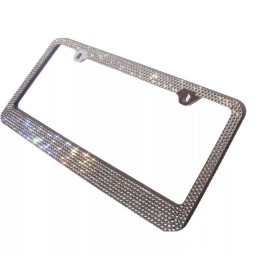 BLVD 7 Row Super Bling Neon Diamond Rhinestone METAL License Plate Frame+Bling Cap