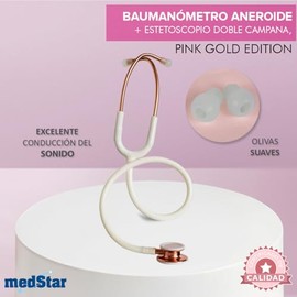 Kit Baumanómetro con Estetoscopio de Doble Campana de Lujo (Rosa-Pink Gold)