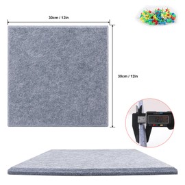 Geytetqi 12 Pack 12" x 12" Felt Boards, Grey Square Felt Wall Tiles, Self-Adhesive Cork Bulletin Board for Home, Office, and Kitchen Decor(1/2 Inch Thickness)