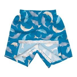 green sprouts Easy-Change Eco Swim Trunks - Marine Blue Dolphins - 24mo